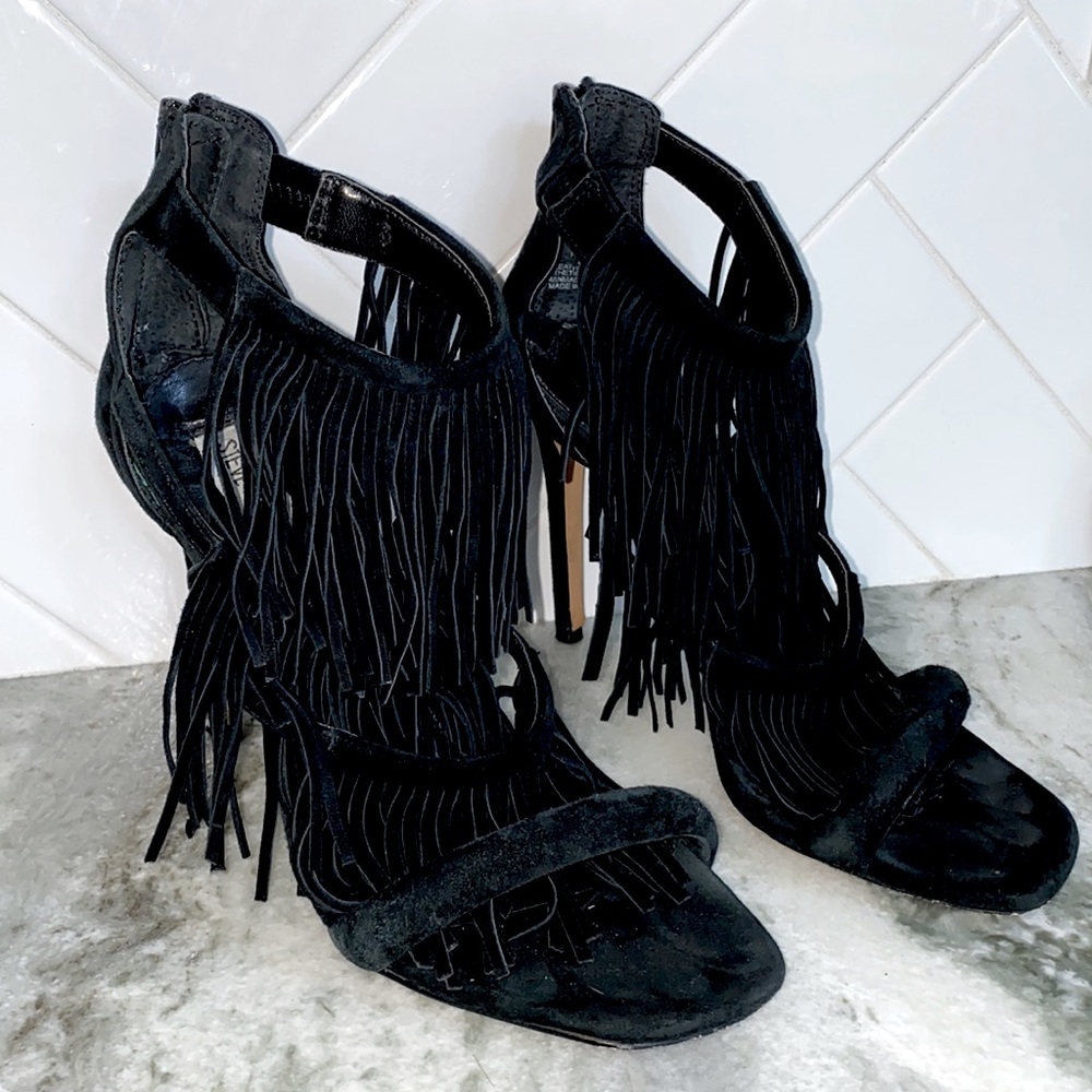 Steve Madden Black Fringly High Heels
